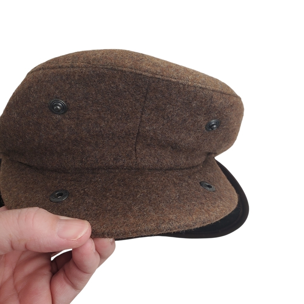 Wigens Brown Wool Newsboy Cap w/ Earflaps. Size 61. - Picture 7 of 13